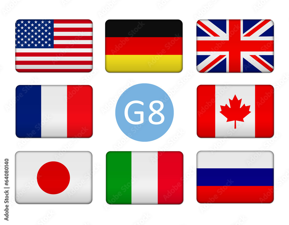Naklejka premium Flags of the Group of Eight
