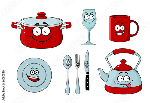 Cartoon dishware and kitchenware set