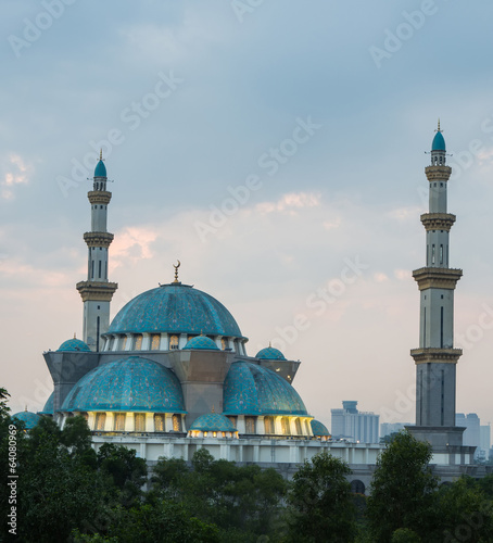 Photography The Federal Territory mosque, Malaysia at sunrise