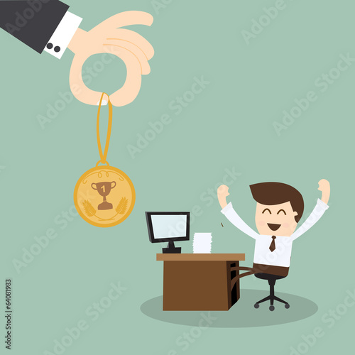 Hand boss giving a reward for employees