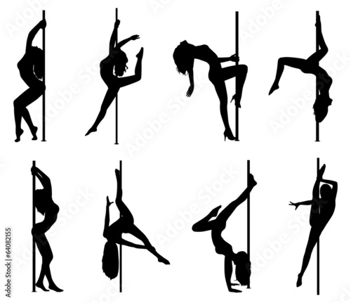 Pole dance women silhouettes