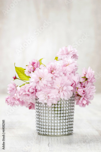 Bouquet of beautiful flowering almond (prunus triloba)