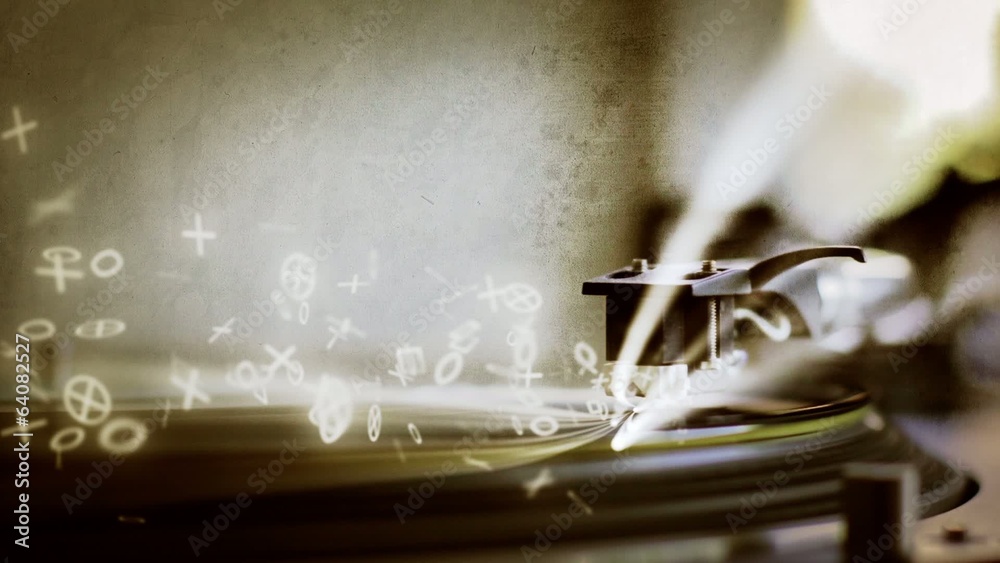 Turntable generating musical drum notes and light streaks