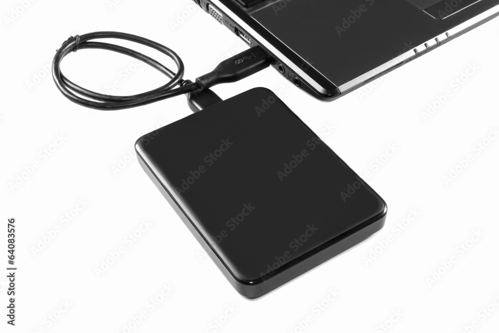 External hard disk isolated on white background External hard disk isolated on white background