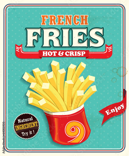 Vintage french fries poster design