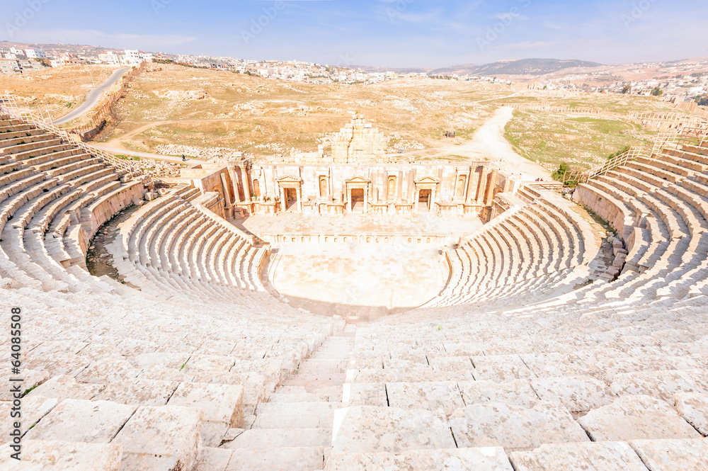 The Roman theatre in Gerasa, Jerash, Jordan.