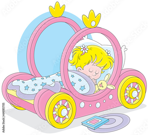 Little girl sleeps in her b...