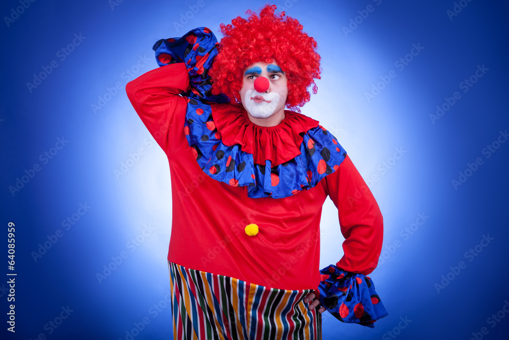 Surprised clown men on blue background Surprised clown men on blue background