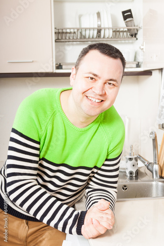 Confident  man   in  kitchen