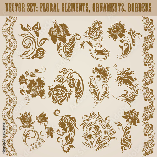 Set of vector damask ornaments.