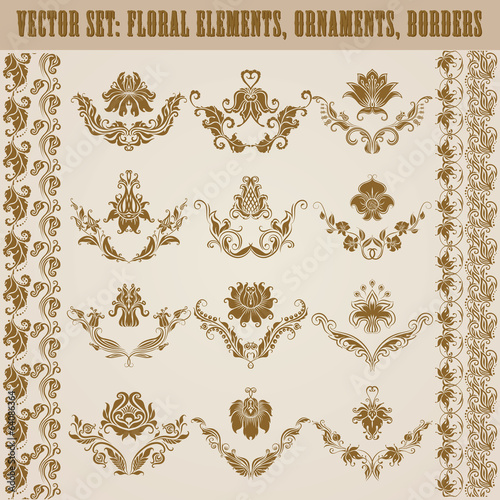 Set of vector damask ornaments.