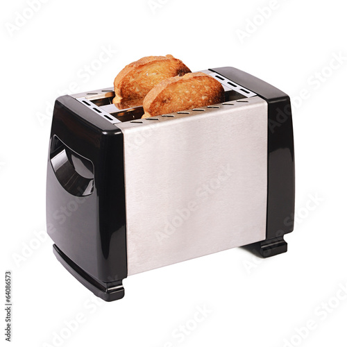 silver toaster isolated on white background
