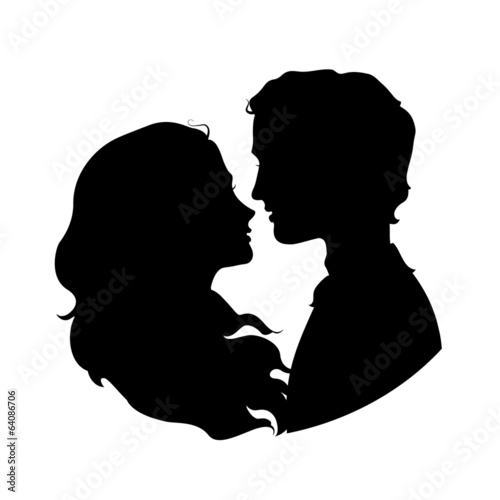 Silhouettes of loving couple