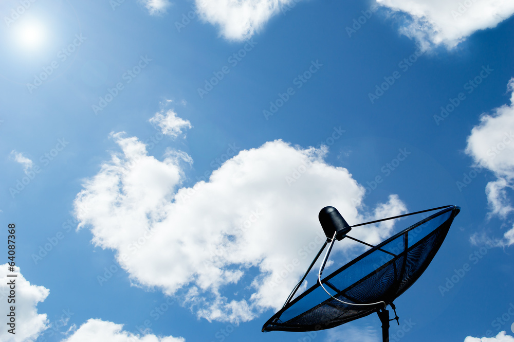 satellite dish on blue sky satellite dish on blue sky