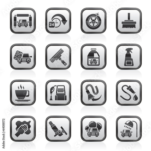 car wash objects and icons - vector icon set