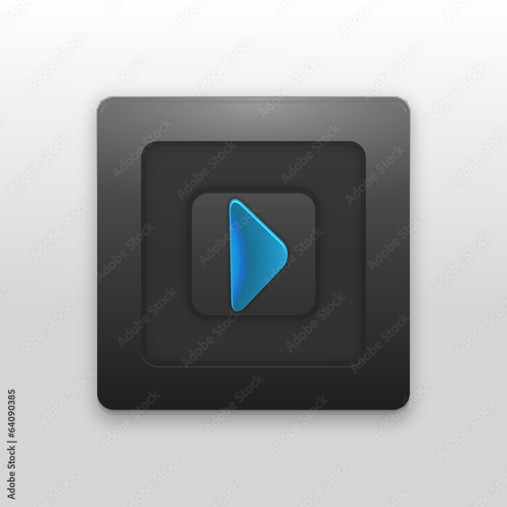 Black Button with the play icon for your project