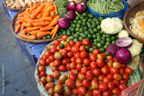 Many different vegetables in the market