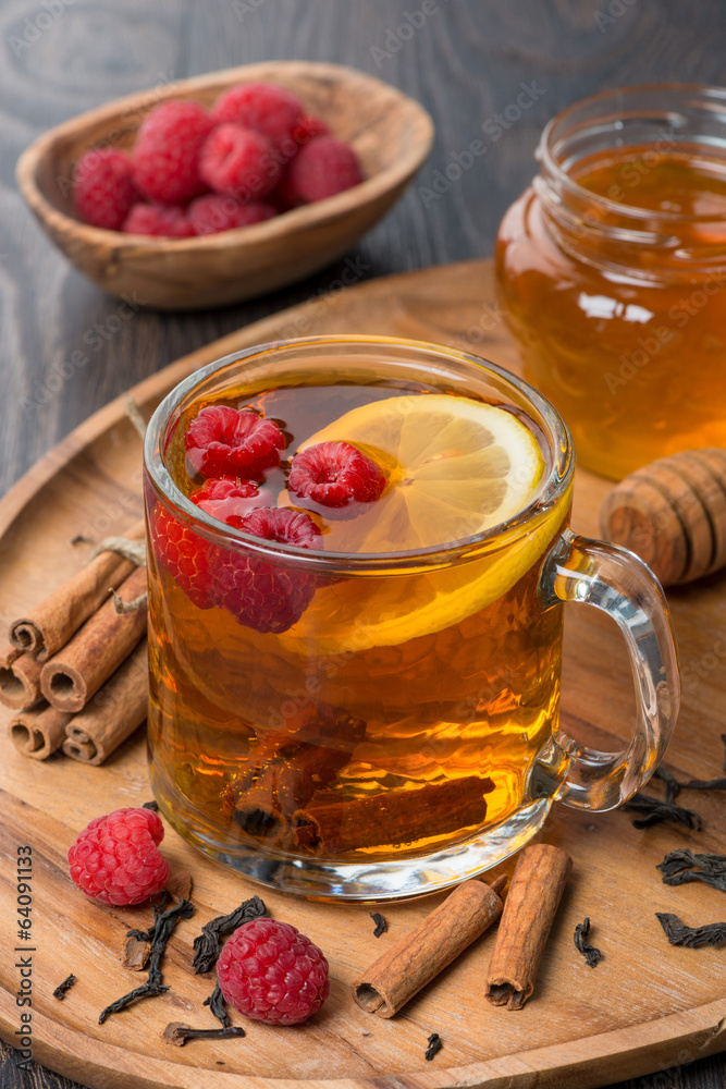 fragrant black tea with lemon, raspberry and cinnamon fragrant black tea with lemon, raspberry and cinnamon
