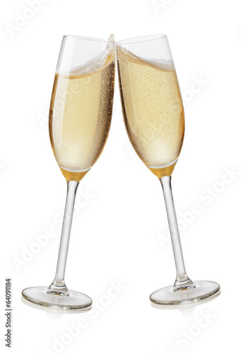 Champagne flutes toasting