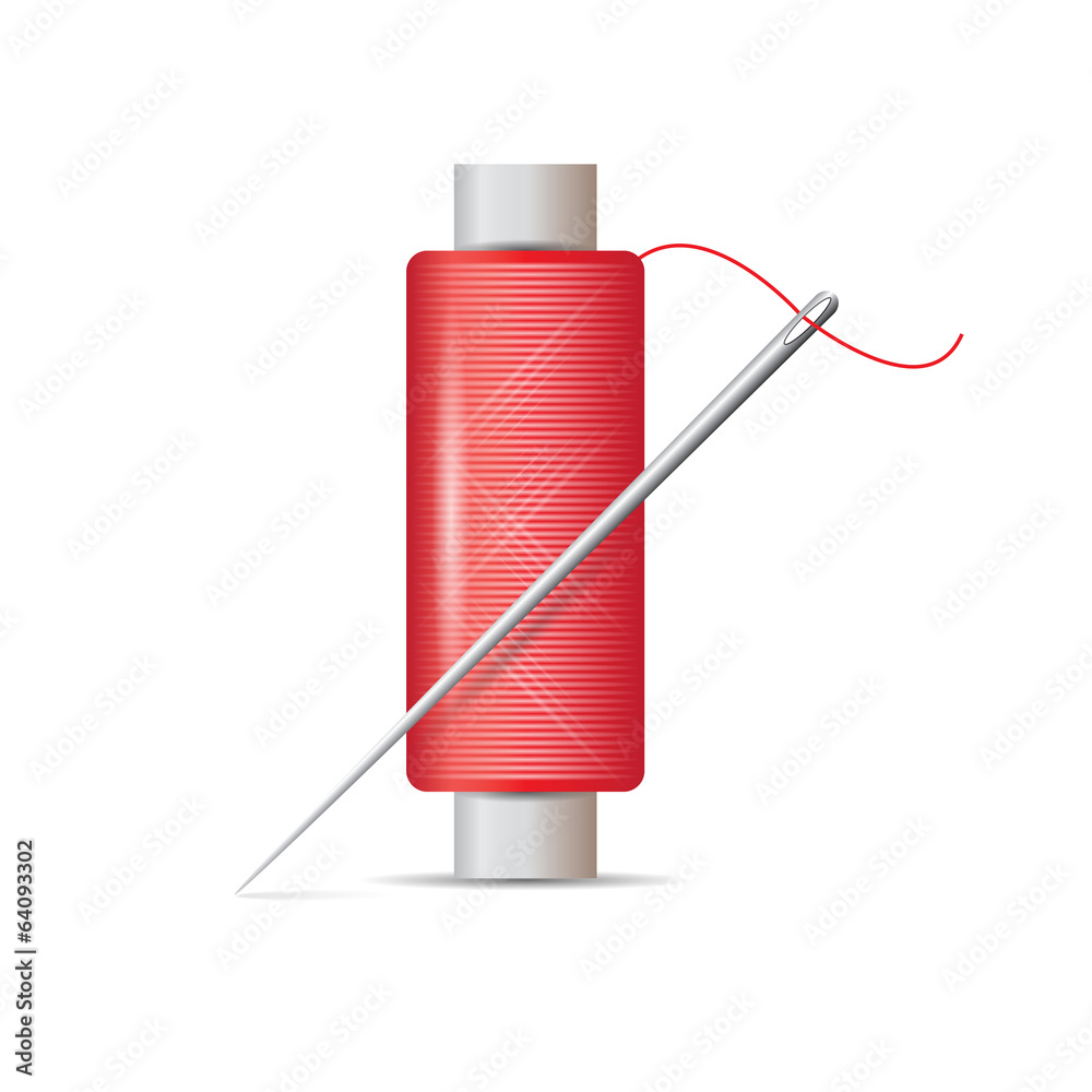 thread with needle on white background thread with needle on white background