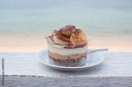 Banoffee pie at beach restaurant photo