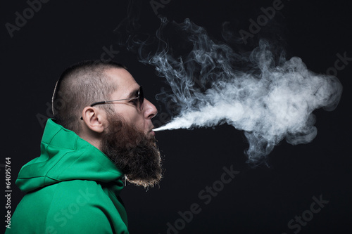 Bearded man, smoking