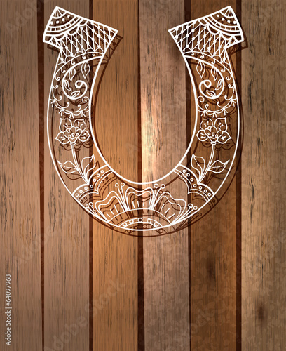 horseshoe with floral ornament, lucky symbol