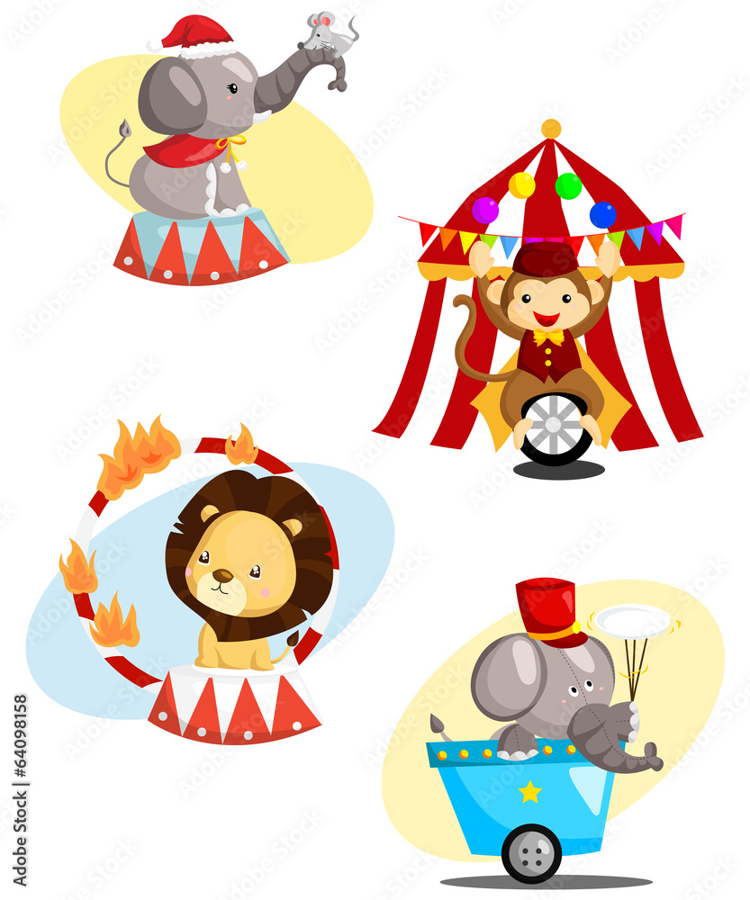 Obraz premium Circus Carnival Animal Vector Set
