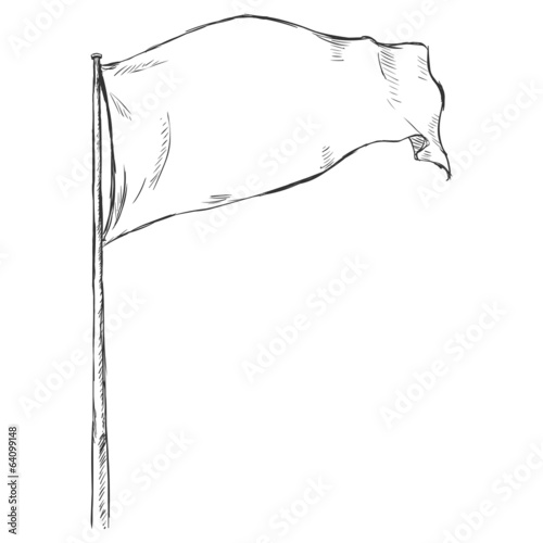 Sketch Illustration: Flag Fluttering in the Wind