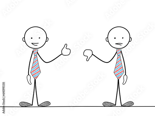 STICKMEN GIVING THUMBS UP & DOWN (customer satisfaction survey)