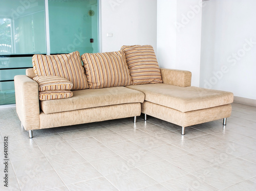 living room with  brown sofa