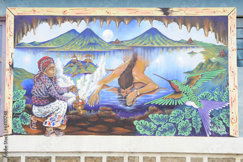 Maya paintings at the village of San Juan la laguna photo
