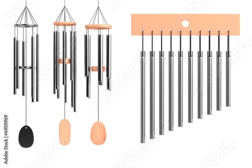 realistic 3d render of wind chimes set