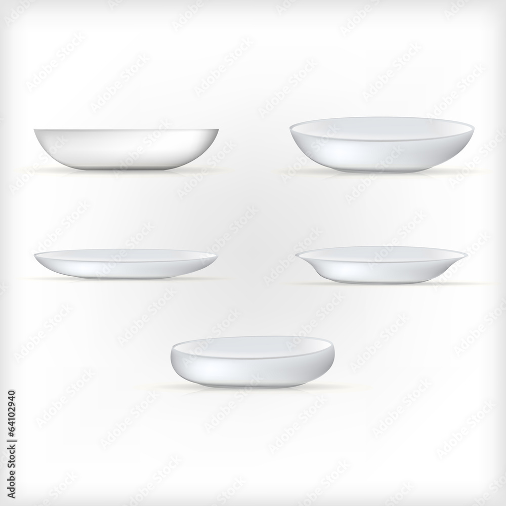 Illustration of white dishes