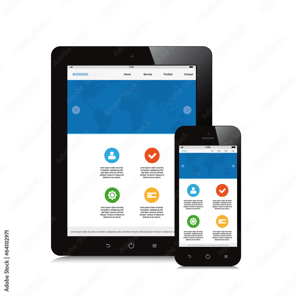 tablet and phone responsive webdesign on white background tablet and phone responsive webdesign on white background