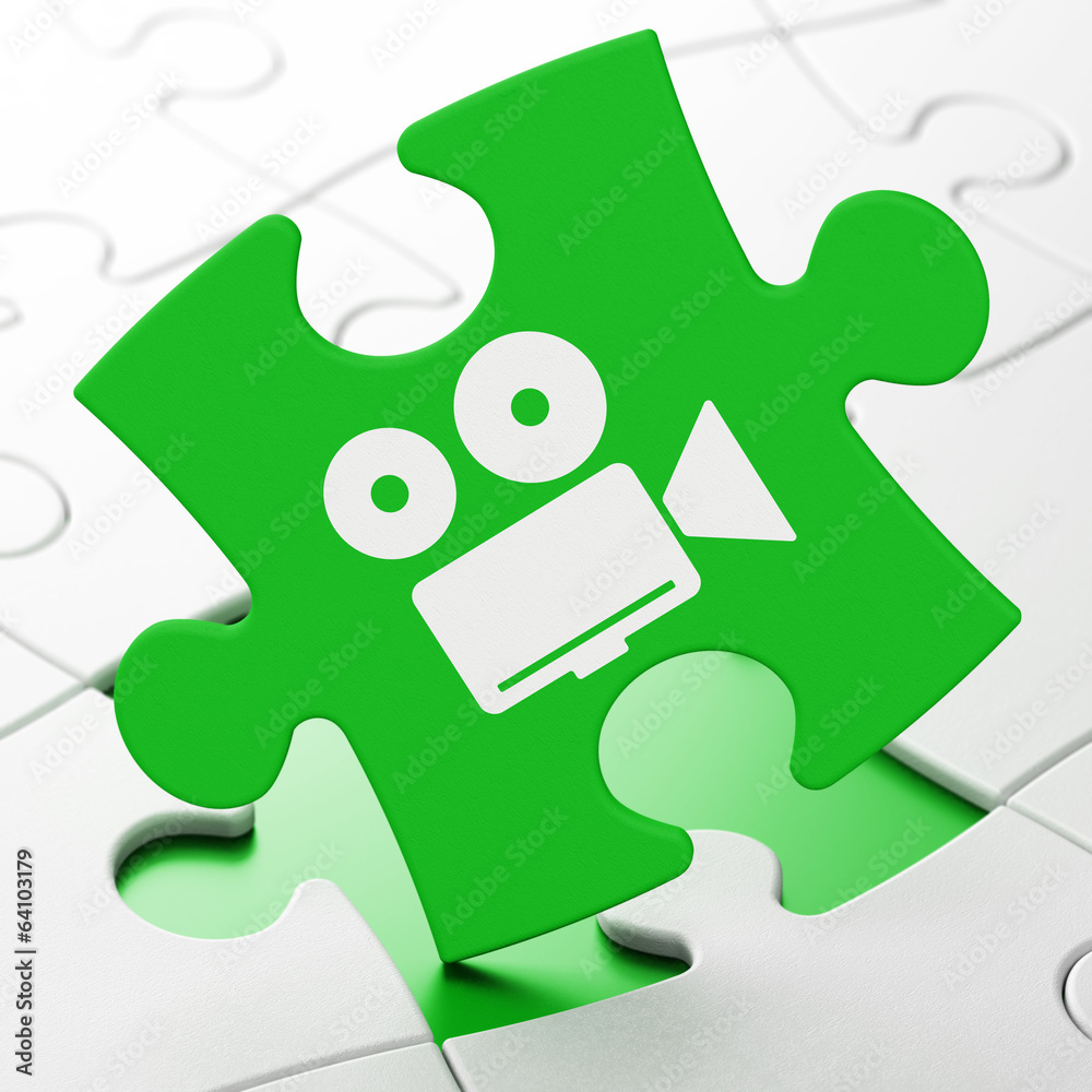 Travel concept: Camera on puzzle background Travel concept: Camera on puzzle background