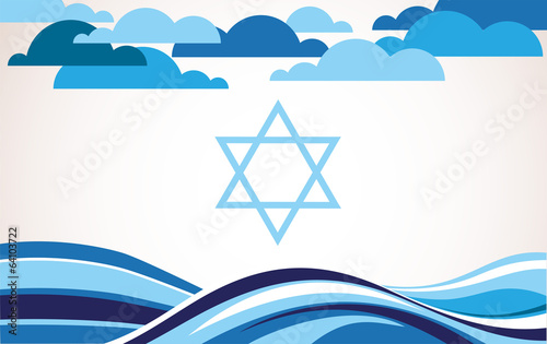 abstract israel flag as sea and blue sky