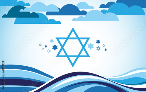 abstract israel flag as sea and blue sky