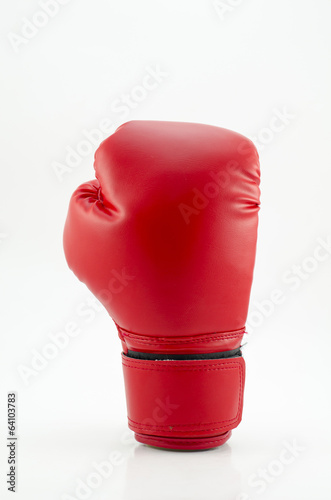 studio shot of a red boxing glove isolated on white background