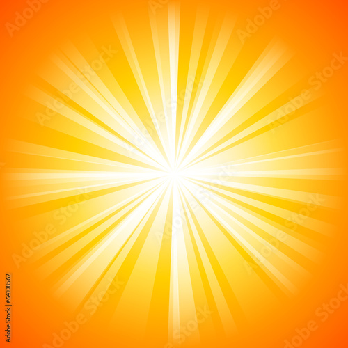 summer orange background with light Rays (vector)