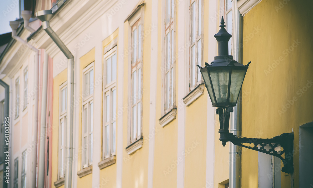 Old vintage lantern on the street.