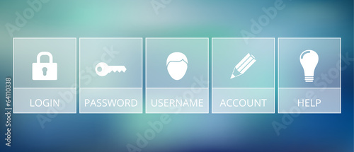 five transparent internet buttons, suitable for flat style