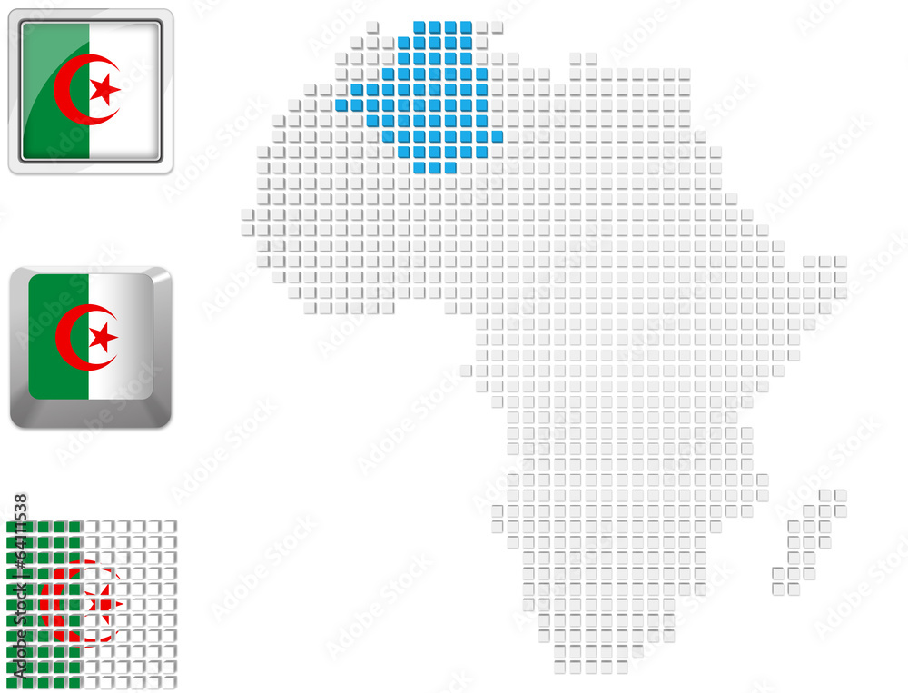 Fototapeta premium Algeria on map of Africa