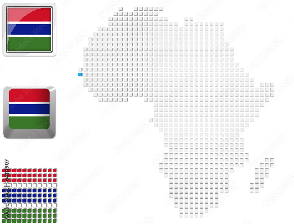 Gambia on map of Africa