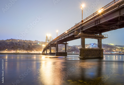 Footbridge in winter Kiev. Ukraine. © beerlogoff