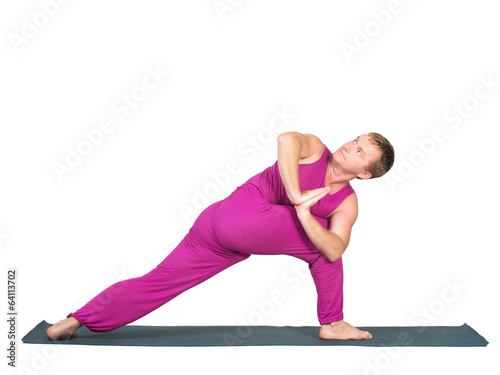 Man making yoga figure
