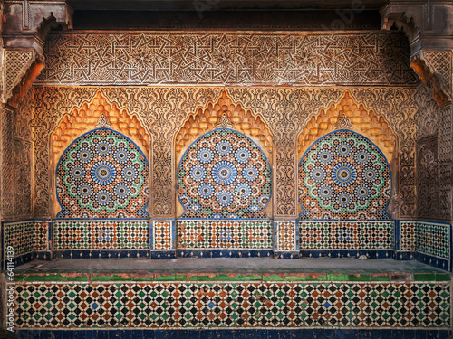 Ancient Arabic niche with mosaic in Medina. Tangier, Morocco