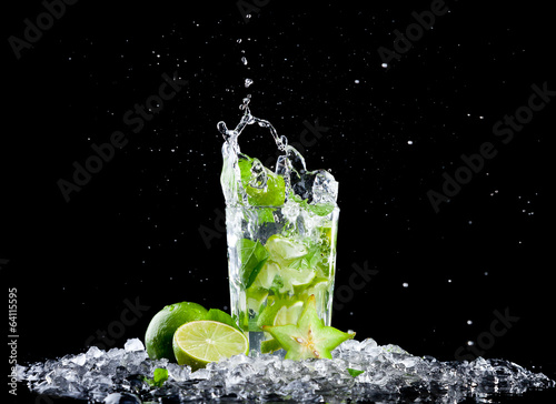 Ice mojito drink with splash