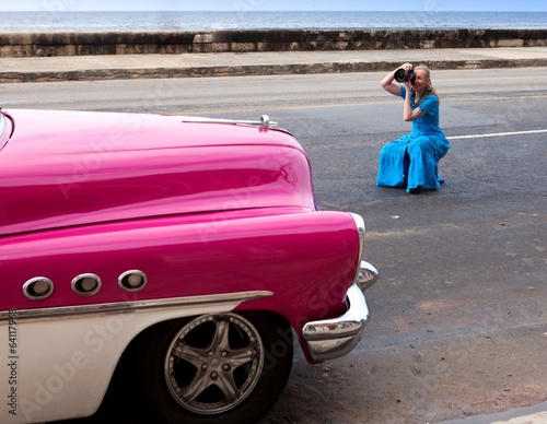 Photography tourist photographs retro car
