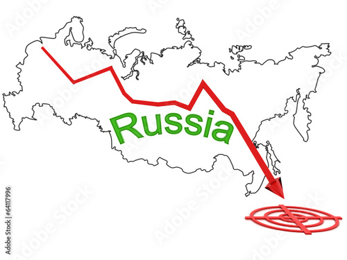 Down arrow on a background map of Russia №11 photo